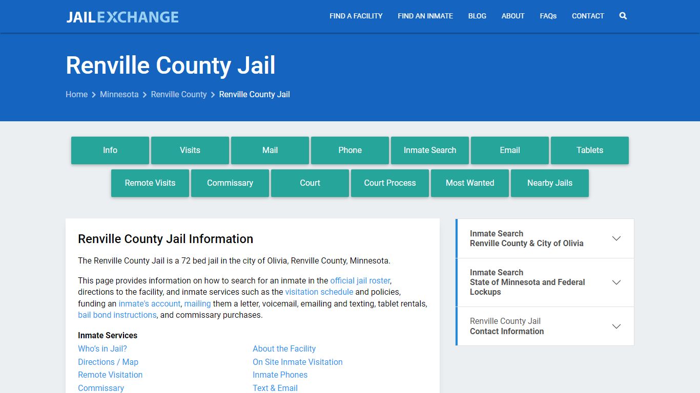Renville County Jail, MN Inmate Search, Information